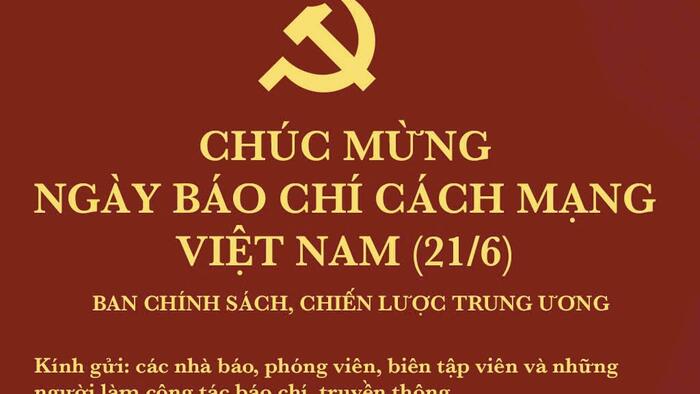Thiệp chúc mừng nhân kỷ niệm 100 năm ngày Báo chí cách mạng Việt Nam