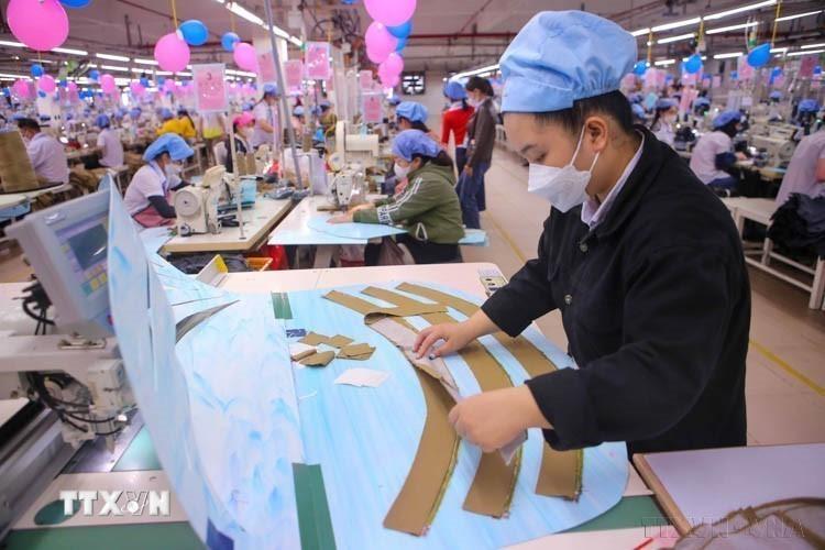 May xuất khẩu tại Công ty Cổ phần Dệt may 29/3 (Đà Nẵng). (Ảnh: Trần Lê Lâm/TTXVN)